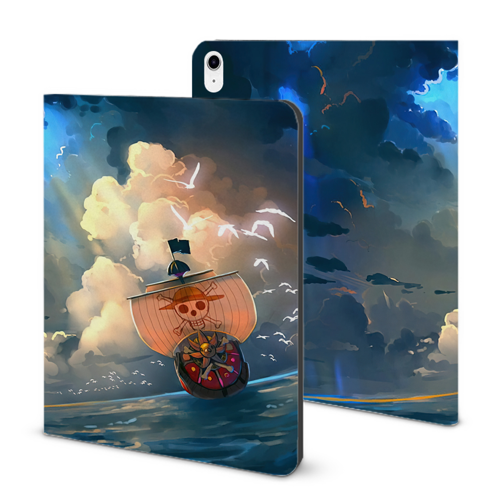 （画像用） ワンピース ONE PIECE IPad ケース ブック型 PUレザー TPU 耐衝撃 軽量 薄型 ペン収納なし 全面保護 IPad 各モデル対応